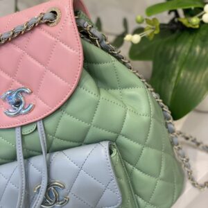 Balo Chanel Mini Dây Xích Siêu Cấp Màu Xanh 23cm (2)