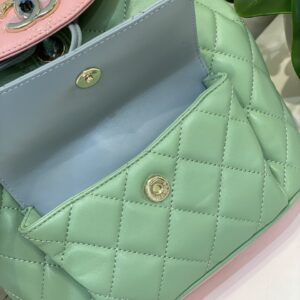 Balo Chanel Mini Dây Xích Siêu Cấp Màu Xanh 23cm (2)