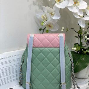 Balo Chanel Mini Dây Xích Siêu Cấp Màu Xanh 23cm (2)