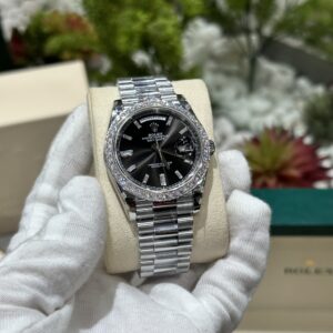 Đồng Hồ Rolex Day-Date 228236 Kim Cương Moissanite Mặt Đen 168gram GM V3 40mm (6)