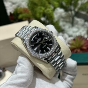 Đồng Hồ Rolex Day-Date 228236 Kim Cương Moissanite Mặt Đen 168gram GM V3 40mm (6)