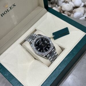 Đồng Hồ Rolex Day-Date 228236 Kim Cương Moissanite Mặt Đen 168gram GM V3 40mm (6)