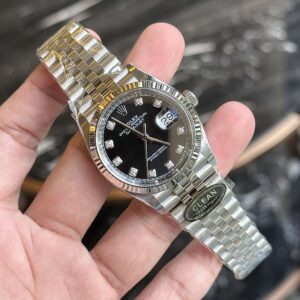 Rolex DateJust 126234 Replica 11 Mặt Đen Đính Đá Clean Factory 36mm (5)