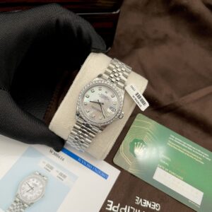 Rolex DateJust Đính Kim Cương Moissanite MOP Replica EW 31mm (1)
