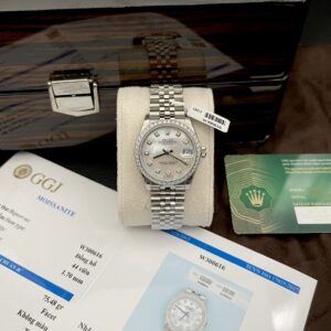 Rolex DateJust Đính Kim Cương Moissanite MOP Replica EW 31mm (1)