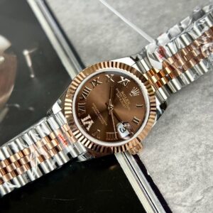Rolex DateJust Nữ Bọc Vàng Mặt Chocolate Cọc Số La Mã GM Factory 31mm (4)