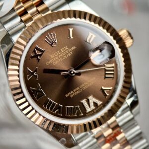 Rolex DateJust Nữ Bọc Vàng Mặt Chocolate Cọc Số La Mã GM Factory 31mm (4)