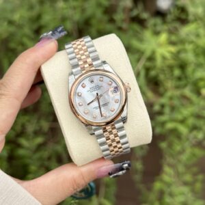 Rolex DateJust Nữ Mặt Xà Cừ Dây Julibee Replica 31mm (1)