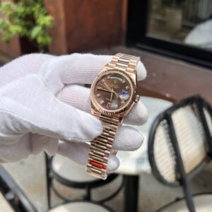 Rolex Day-Date Fake 11 Mặt Chocolate Vàng Hồng EW Factory 36mm (5)