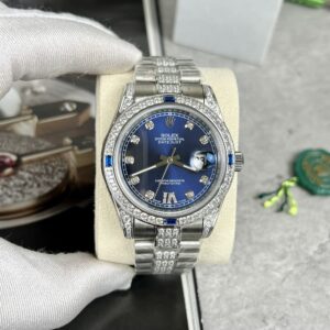 Rolex Day-Date Fake Cao Cấp Mặt Xanh Dương Đính Đá 40mm (3)