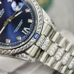 Rolex Day-Date Fake Cao Cấp Mặt Xanh Dương Đính Đá 40mm (3)
