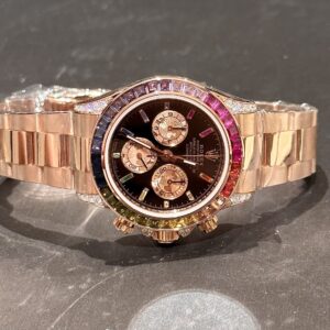 Rolex Daytona Rainbow Bọc Vàng Hồng Kim Cương Moissanite TWF 40mm (3)