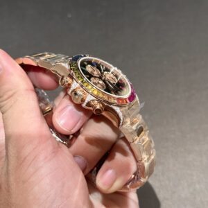 Rolex Daytona Rainbow Bọc Vàng Hồng Kim Cương Moissanite TWF 40mm (3)
