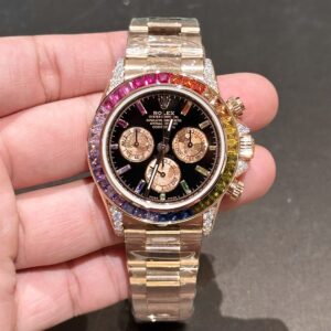 Rolex Daytona Rainbow Bọc Vàng Hồng Kim Cương Moissanite TWF 40mm (3)