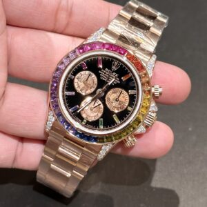 Rolex Daytona Rainbow Bọc Vàng Hồng Kim Cương Moissanite TWF 40mm (3)