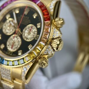 Rolex Daytona Rainbow Replica Cao Cấp Màu Vàng Gold 40mm (1)