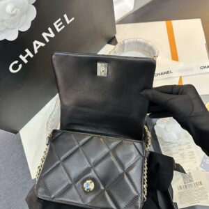 Túi Chanel Đeo Chéo Siêu Cấp Nữ Màu Đen 18x7x14cm (2)