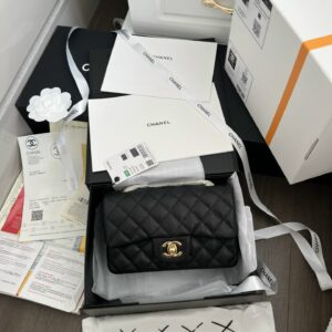 Túi Chanel Medium Classic Khóa Mạ Vàng Siêu Cấp Màu Đen 20cm (2)