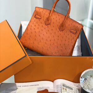 Túi Hermes Birkin Khâu Tay Màu Cam Siêu Cấp Vip (9)