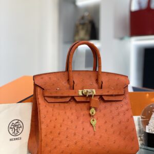 Túi Hermes Birkin Khâu Tay Màu Cam Siêu Cấp Vip (9)