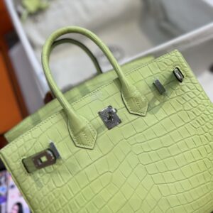 Túi Hermes Jaune Bourgeon Matte Porosus Crocodile Birkin 25 Palladium Hardware 25cm (1)