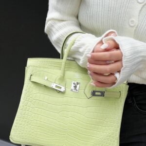 Túi Hermes Jaune Bourgeon Matte Porosus Crocodile Birkin 25 Palladium Hardware 25cm (1)