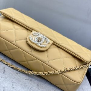 Túi Xách Chanel 23A CF Pearl Baguette Màu Cam Đất