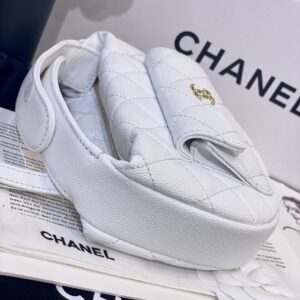 Túi Xách Chanel Hình Bán Nguyệt Siêu Cấp Màu Trắng 16cm (2)