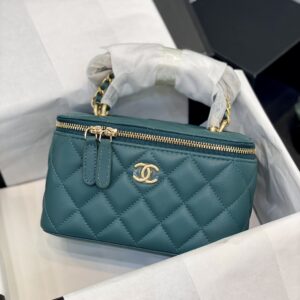 Túi Xách Chanel Vanity Siêu Cấp Màu Xanh Mạ Vàng (1)