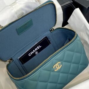 Túi Xách Chanel Vanity Siêu Cấp Màu Xanh Mạ Vàng (1)