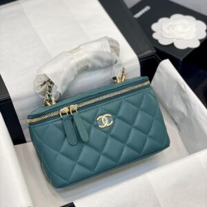Túi Xách Chanel Vanity Siêu Cấp Màu Xanh Mạ Vàng (1)