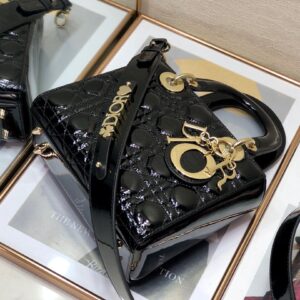 Túi Xách Dior Lady Màu Đen Da Bóng Siêu Cấp (8)