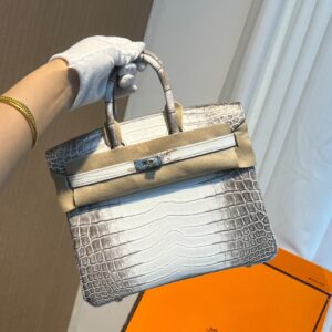 Túi Xách Hermes Birkin Da Cá Sấu Bạch Tạng Siêu Cấp 25cm (2)