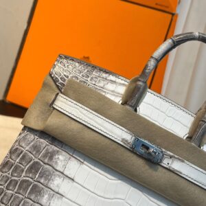 Túi Xách Hermes Birkin Da Cá Sấu Bạch Tạng Siêu Cấp 25cm (2)
