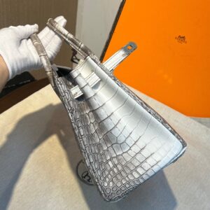 Túi Xách Hermes Birkin Da Cá Sấu Bạch Tạng Siêu Cấp 25cm (2)