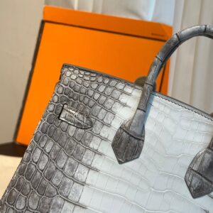 Túi Xách Hermes Birkin Da Cá Sấu Bạch Tạng Siêu Cấp 25cm (2)