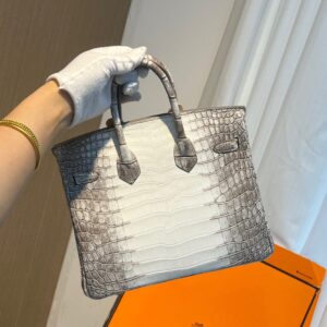 Túi Xách Hermes Birkin Da Cá Sấu Bạch Tạng Siêu Cấp 25cm (2)