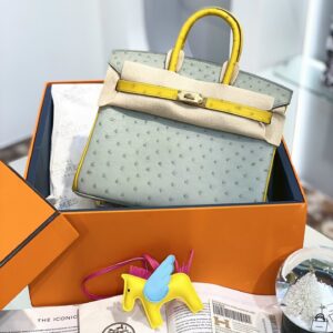 Túi Xách Hermes Birkin Da Đà Điểu Khâu Tay Siêu Cấp 25cm (2)
