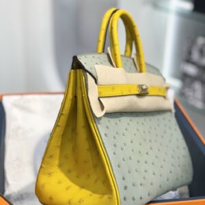 Túi Xách Hermes Birkin Da Đà Điểu Khâu Tay Siêu Cấp 25cm (2)