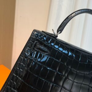 Túi Xách Hermes Kelly Da Cá Sấu Siêu Cấp Màu Đen 25cm (2)