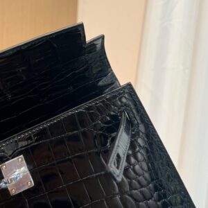 Túi Xách Hermes Kelly Da Cá Sấu Siêu Cấp Màu Đen 25cm (2)