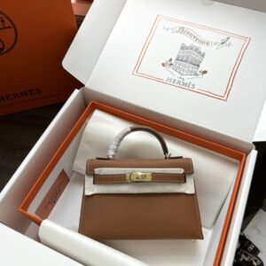 Túi Xách Hermes Kelly Siêu Cấp Màu Nâu 19cm (2)