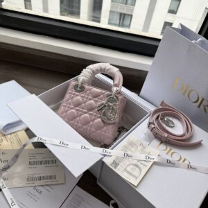 Túi Xách Lady Dior Mini Bag Siêu Cấp Màu Hồng Phấn 17cm