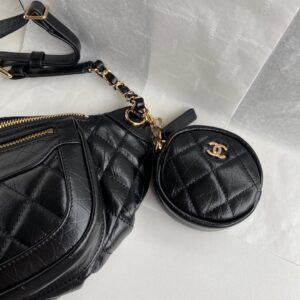 Túi Xách Nữ Hàng Hiệu Chanel Bumbag Siêu Cấp Màu Đen 34x15x6cm (8)