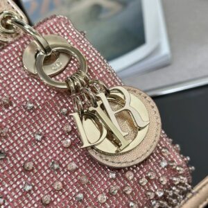 Túi Xách Nữ Hàng Hiệu Dior Siêu Cấp Màu Hồng Đính Hạt 12cm (1)