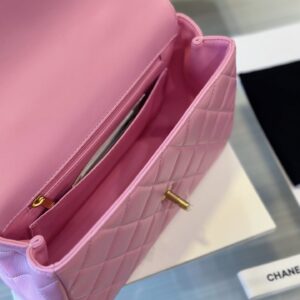 Túi Nữ Chanel Handle Hàng Hiệu Quai Cầu Vồng Cao Màu Hồng 22x21cm