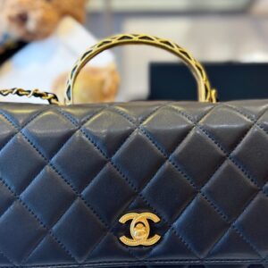 Túi Nữ Hàng Hiệu Chanel Handle Siêu Cấp Quai Cầu Vồng Cao Màu Đen 22x21cm