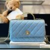 Túi Nữ Chanel Handle Cao Cấp Quai Cầu Vồng Cao Blue 22x21cm