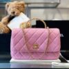 Túi Nữ Chanel Handle Hàng Hiệu Quai Cầu Vồng Cao Màu Hồng 22x21cm