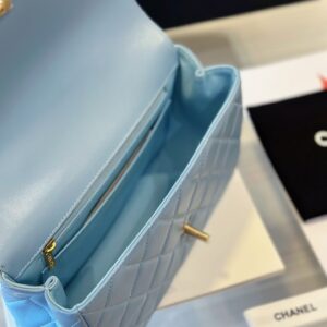 Túi Nữ Chanel Handle Cao Cấp Quai Cầu Vồng Cao Blue 22x21cm